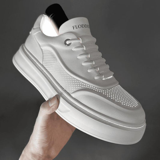 Summer breathable white shoes for men height increasing thick sole versatile