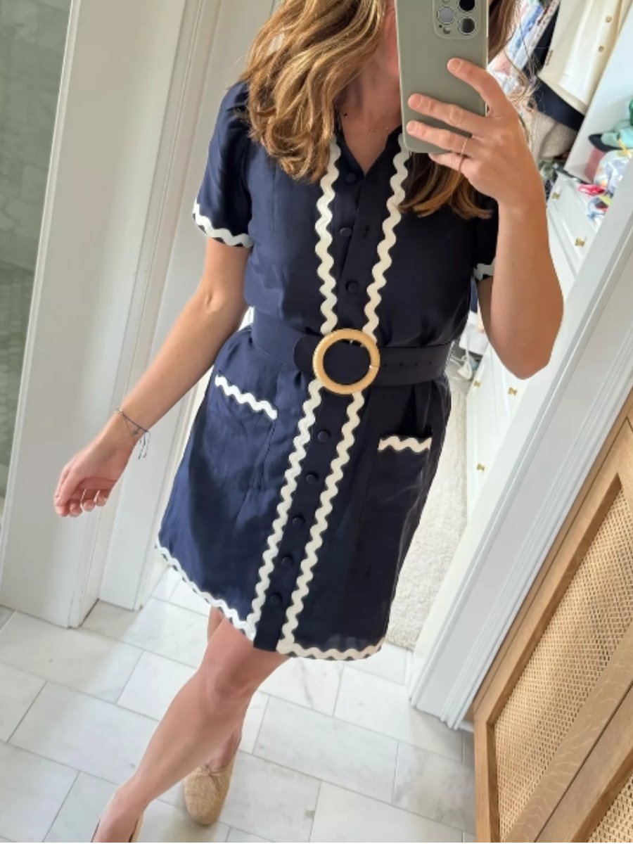 Wave Belted Shirt Dress