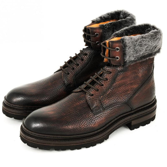 Handmade Men's Winter Lace Up Leather Boots