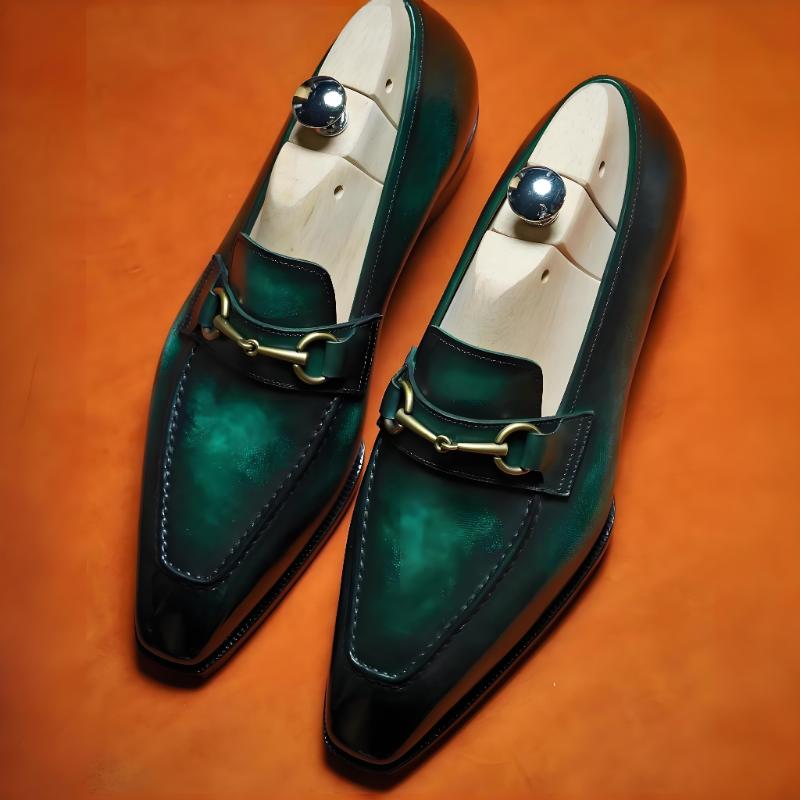 Men's Business Dress Classic Leather Loafers - Green