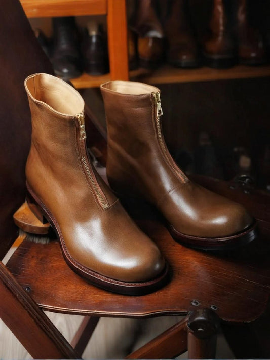 Handmade Zipper Leather Boots