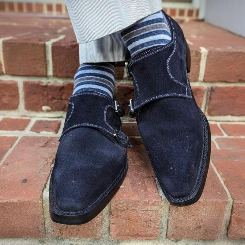 Navy Blue Double Strap Monks