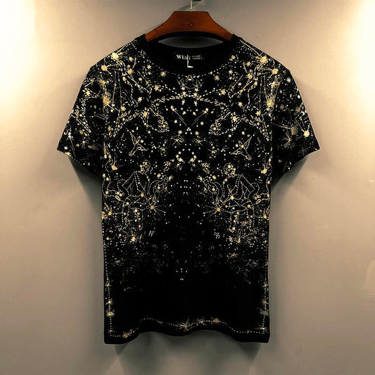 Personalized starry sky loose round neck T-shirt