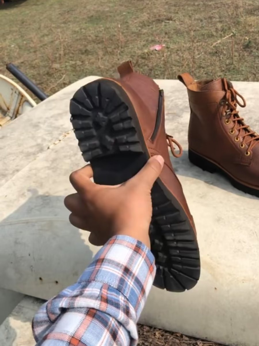 Handmade Genuine Leather Work Boots - Brown