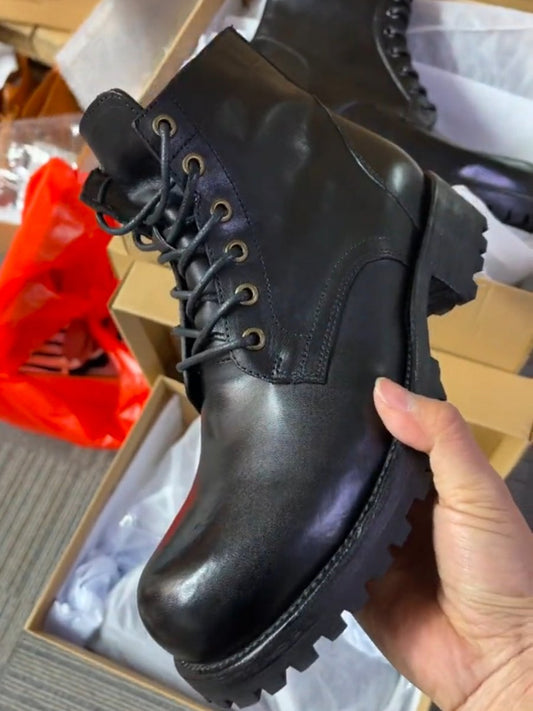 Winter Padded Zipper Lace-Up Martin Boots