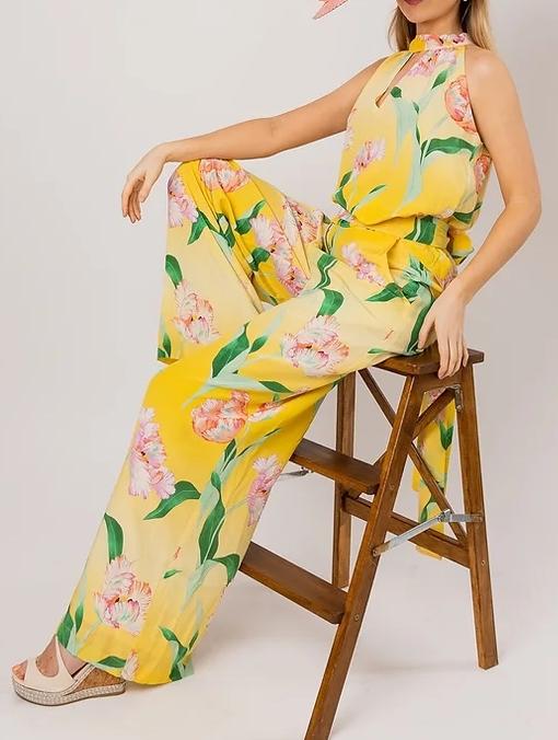 Yellow Flower Printed 2pc Set