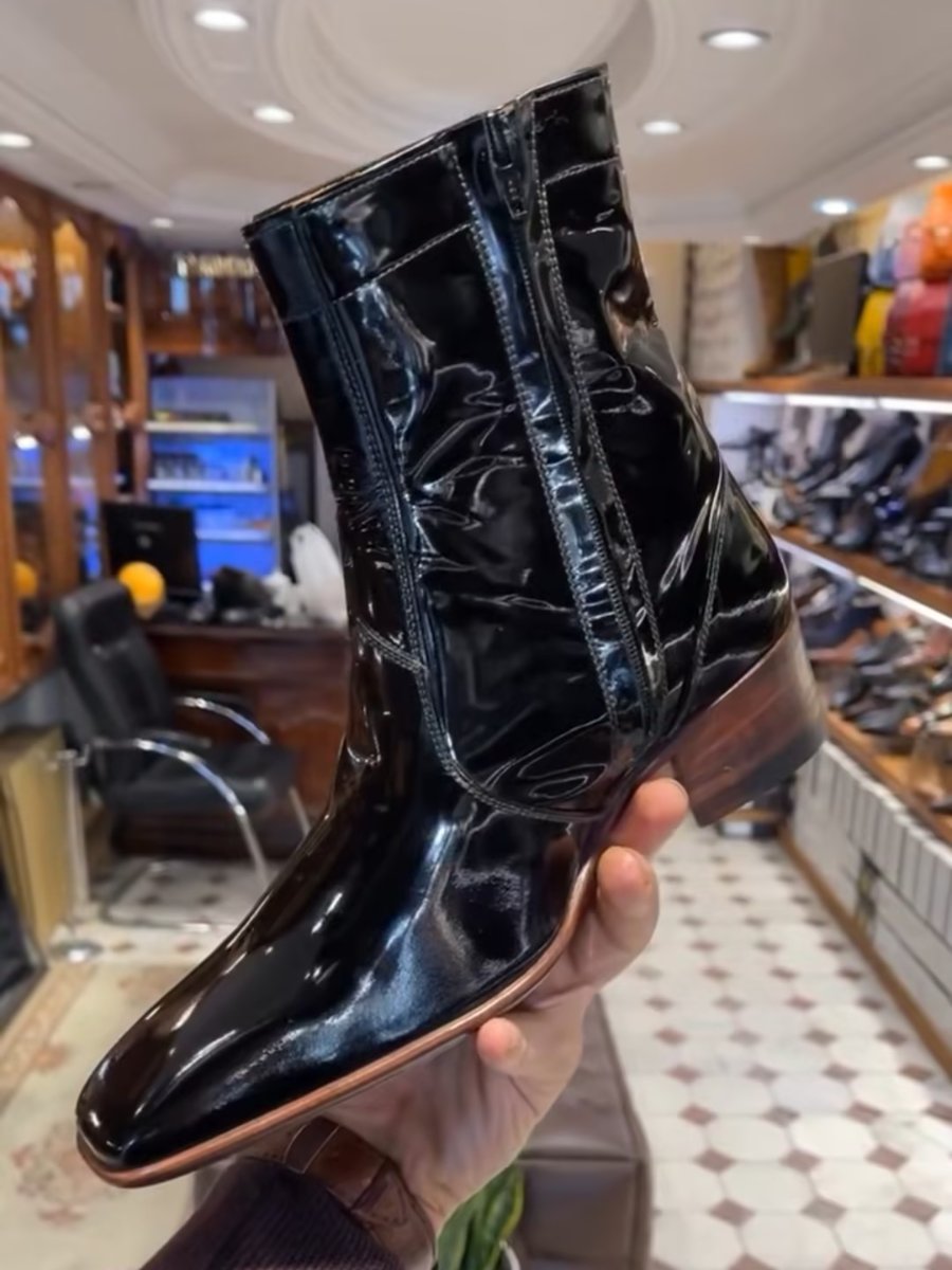 Classic Black Men's Leather Boots