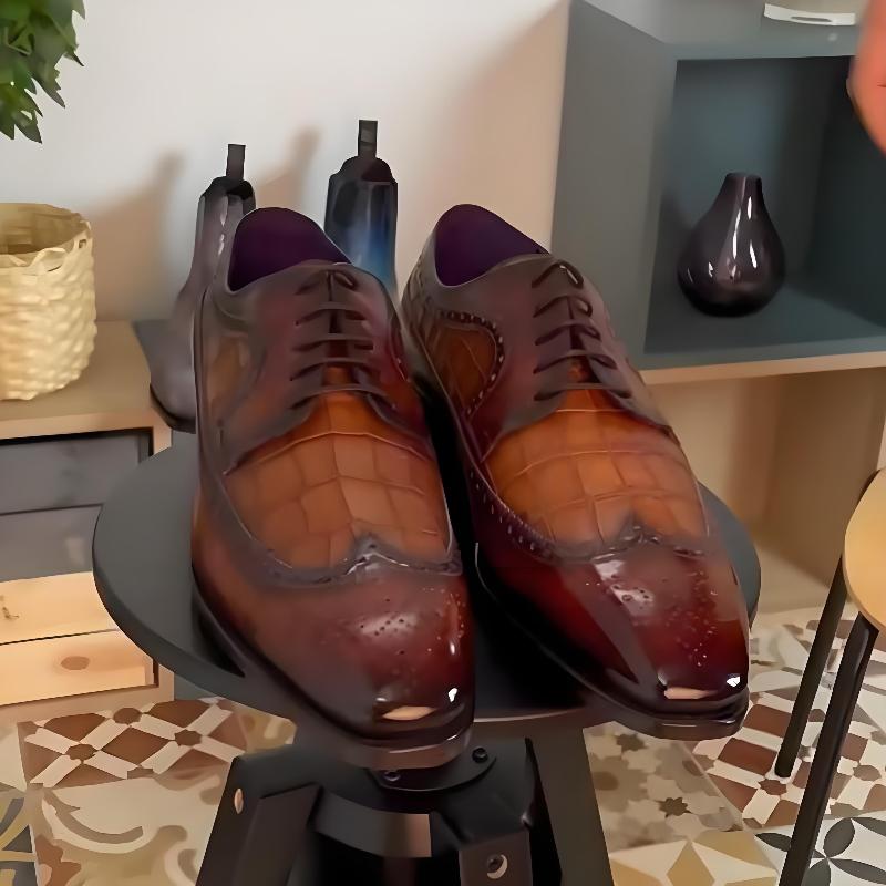 Italian Handmade Classic Leather Oxfords - Brown