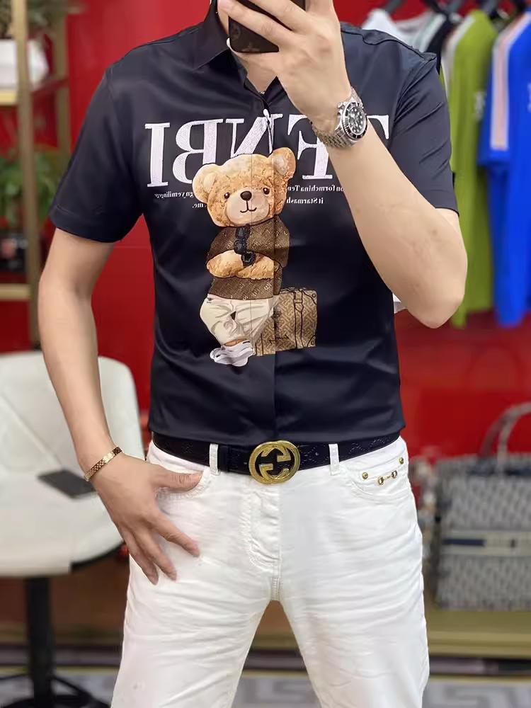 Short-sleeved shirt print fashion personality casual breathable POLO shirt