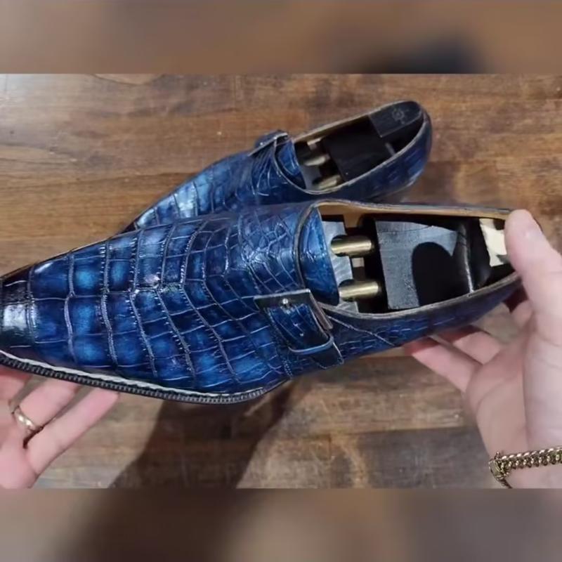 Luxury Handmade Crocodile Leather Formal Monk