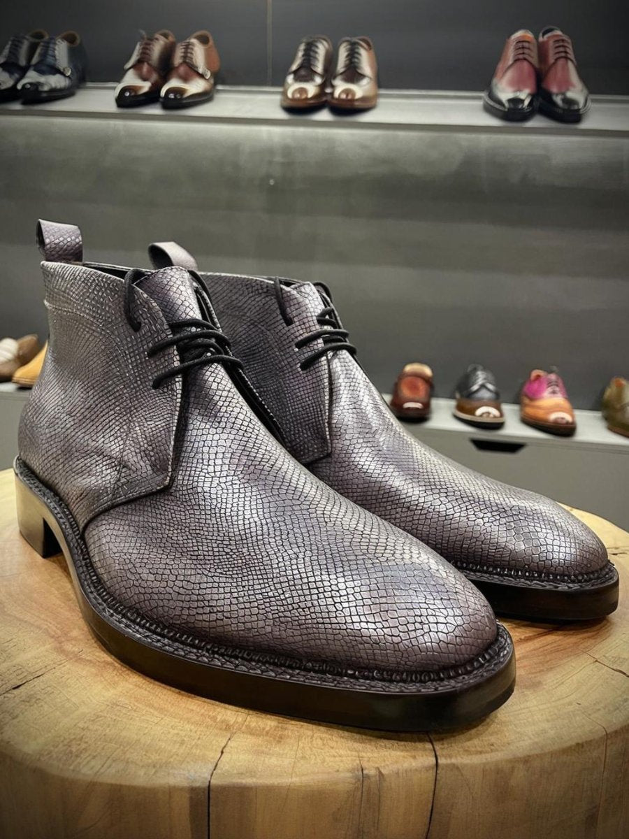 Handmade Leather Gray Desert Boots