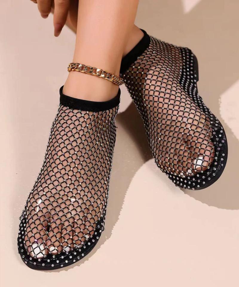 Fashionable Hollow Zircon Flat Hollow Sandals