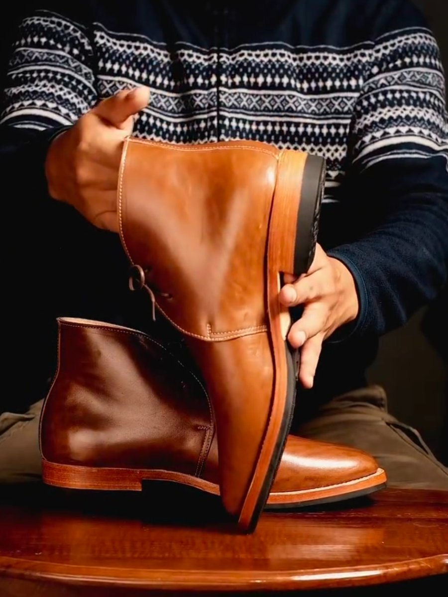 Handmade Classic Vintage Brown Chukka Boots