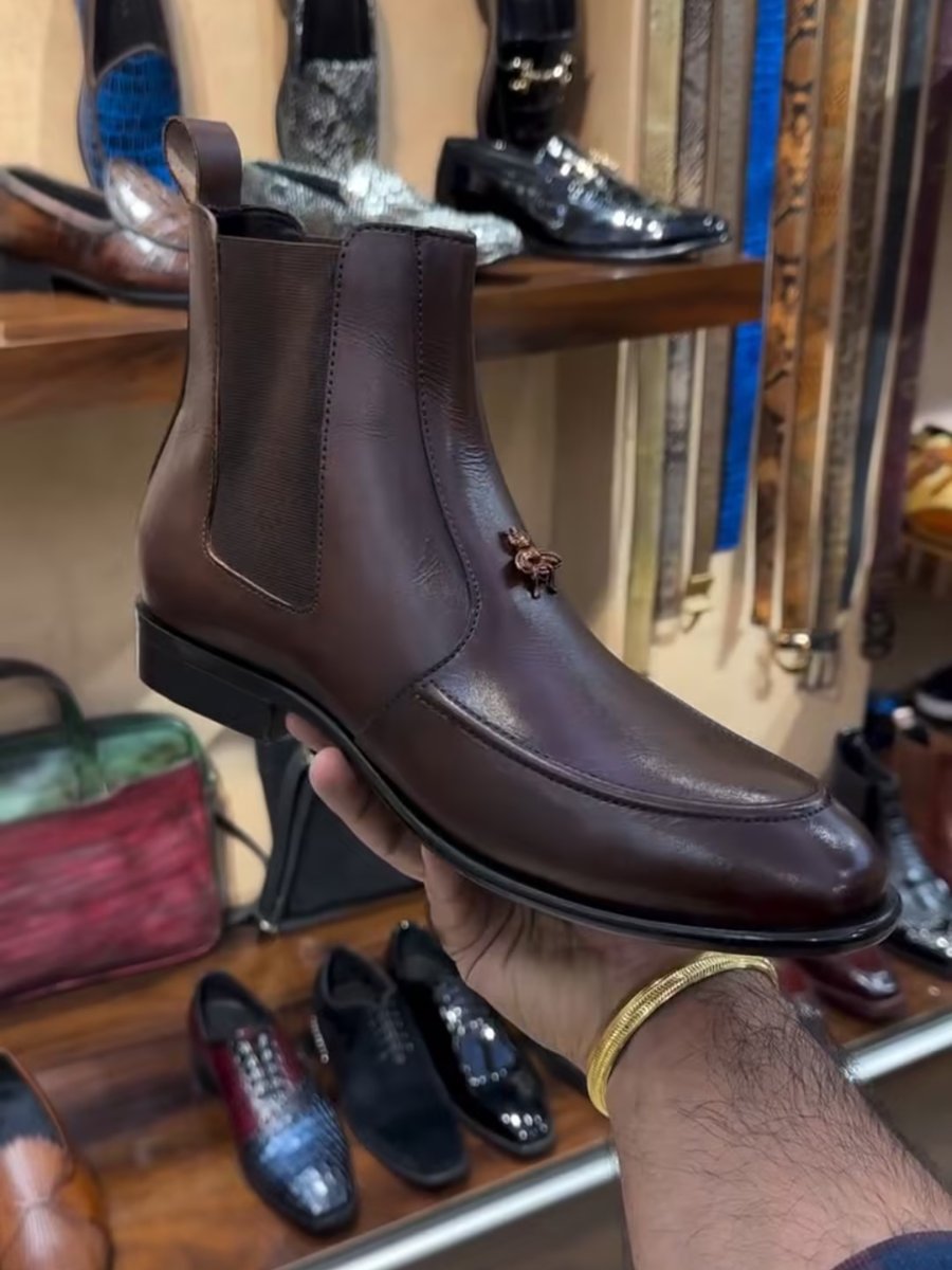 Handmade Luxury Embellished Men's Chelsea Boots