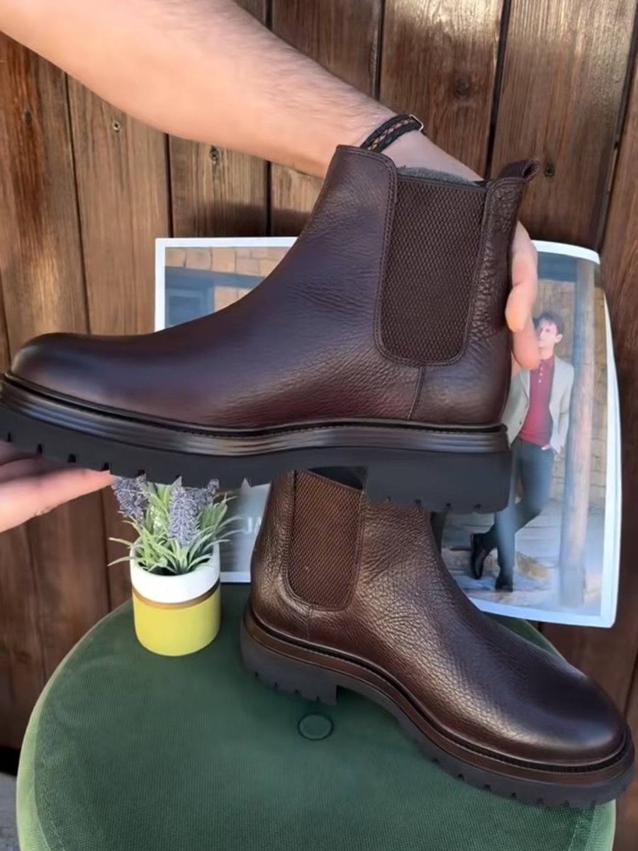 Handmade Leather Men's Chunky Chelsea Boots