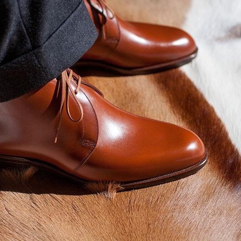 Handmade Orange Classic Desert Boots