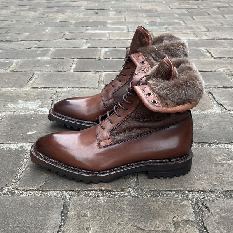 Men's Fur Lined Leather Ankle Boots