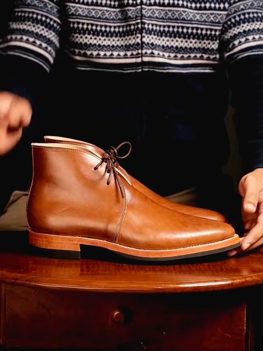 Handmade Classic Vintage Brown Chukka Boots