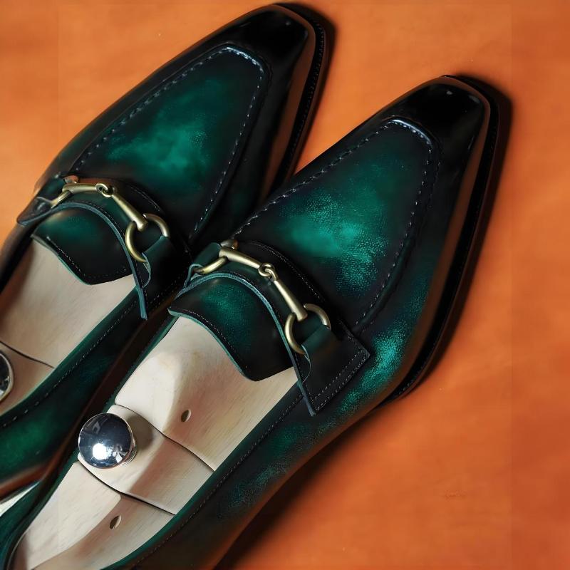 Men's Business Dress Classic Leather Loafers - Green