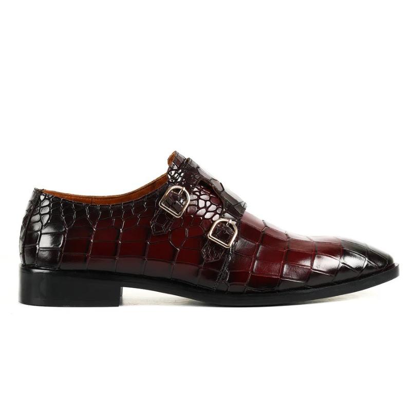 Italian Handmade Classic Monk Shoes - Claret