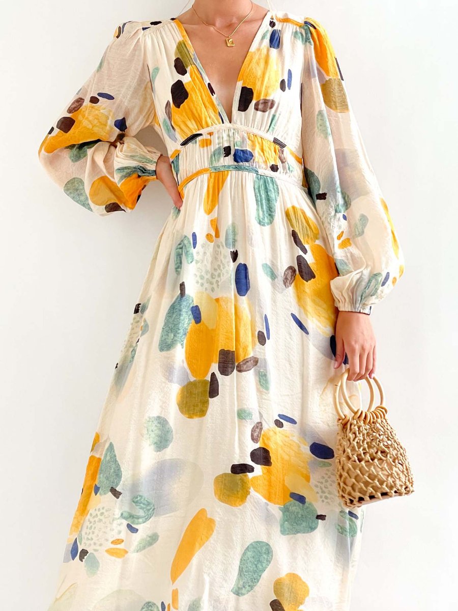 Elegant Floral Chiffon Midi Dress