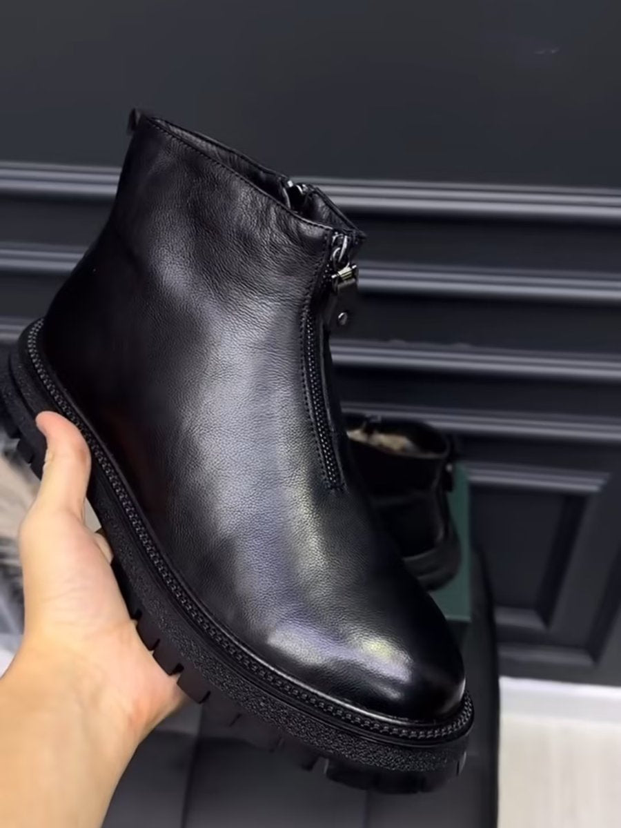 Black Fall/Winter Double Zipper Ankle Boots