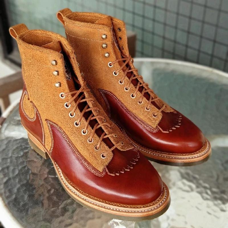 Handmade Suede Lace-up Boots