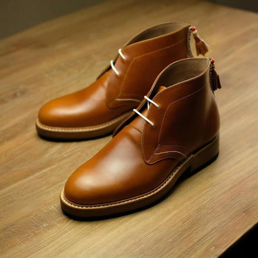 Handmade Men's Brown Chukka Boots