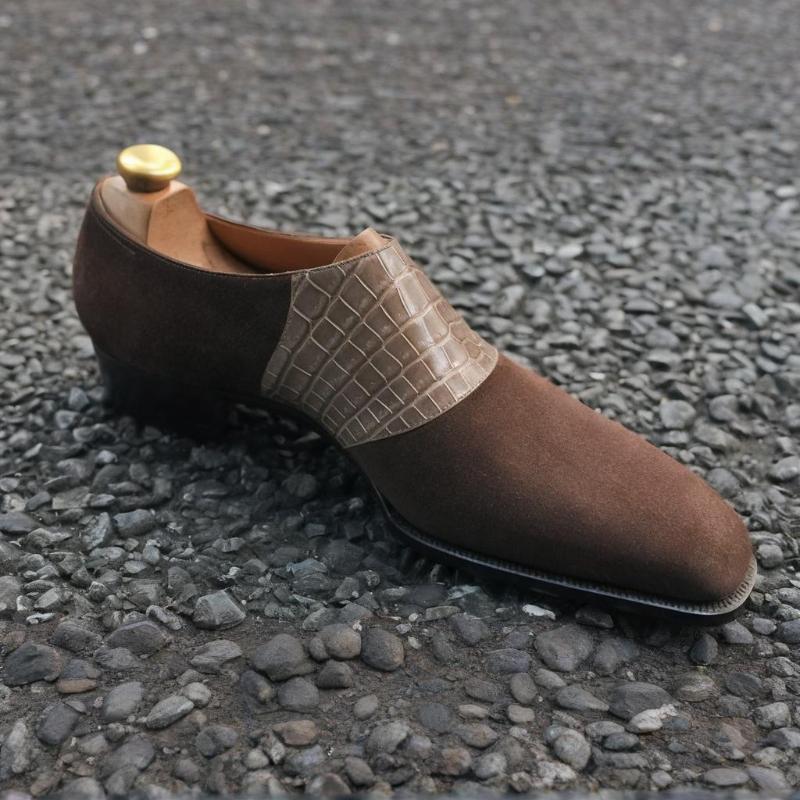 Handmade Men's Suede Single Strap Monk