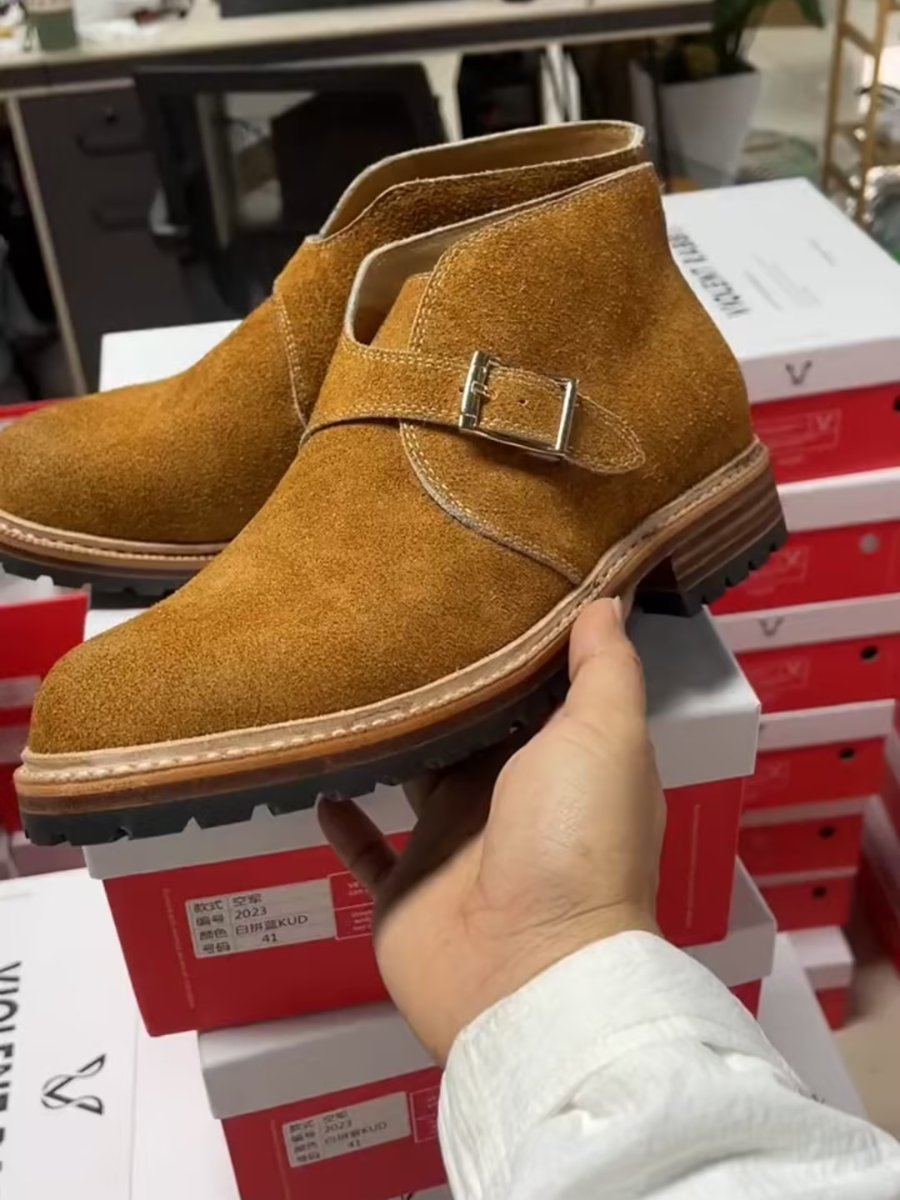 Suede Single Strap Monk Boots