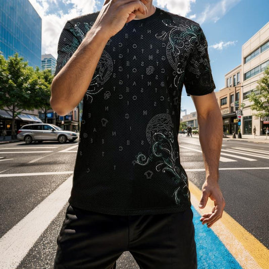 Summer new style ice silk letter print men's T-shirt
