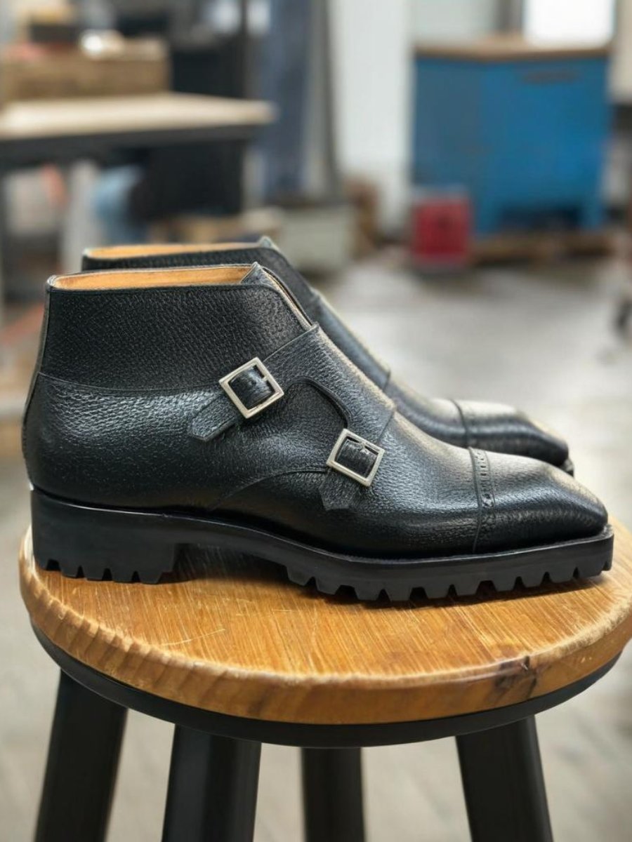 Handmade Classic Men's Monk Boots - Black