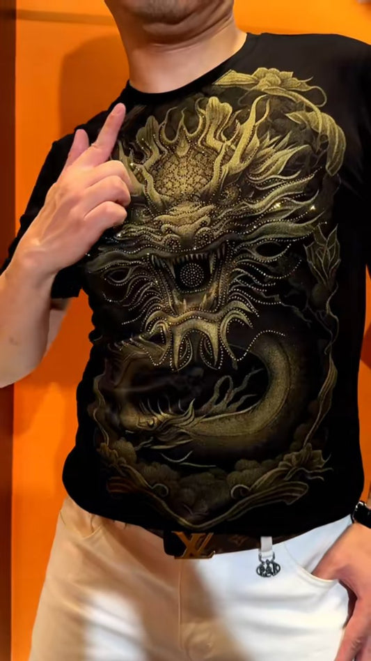 Raptors printed hot diamond trendy short-sleeved T-shirt Raptors printed hot diamond