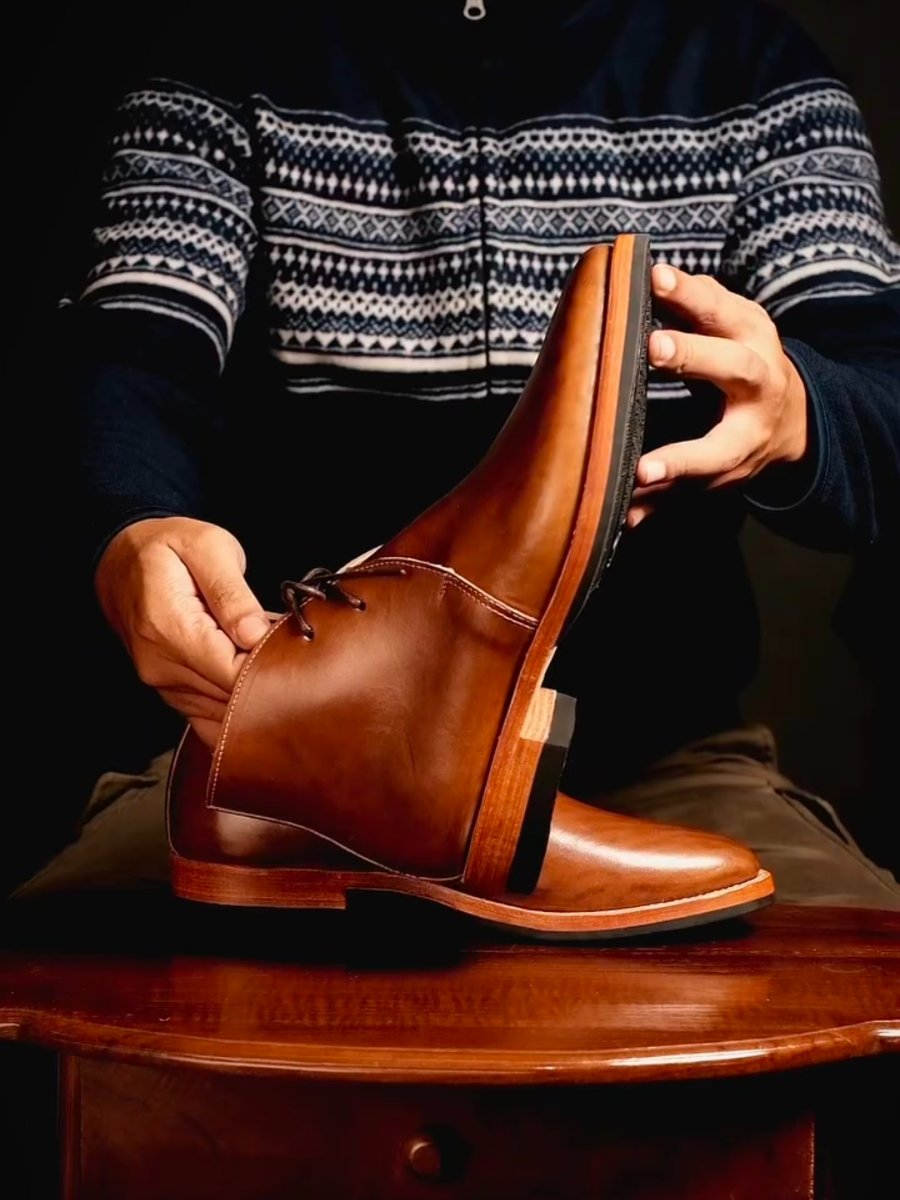 Handmade Classic Vintage Brown Chukka Boots