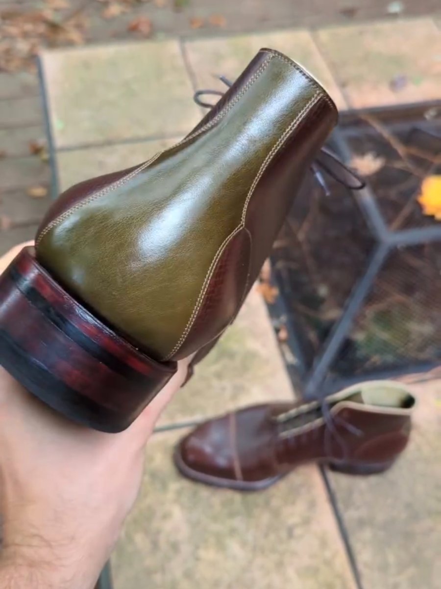 Handmade Men's Leather Work Ankle Boots