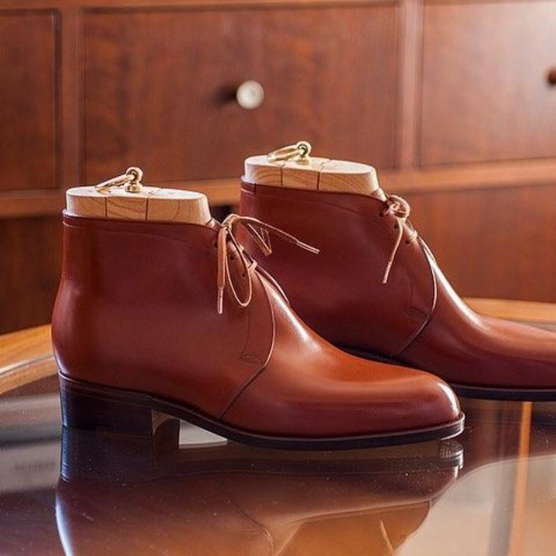 Handmade Orange Classic Desert Boots