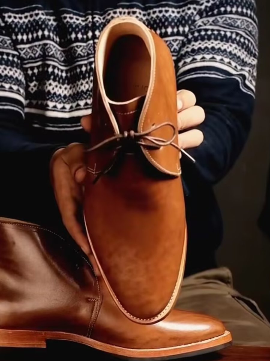 Handmade Classic Vintage Brown Chukka Boots