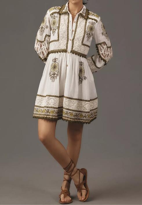 The Printed Medium Sleeve Short Dress