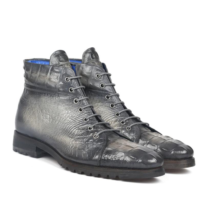 Men's Croco Embossed Leather Boots