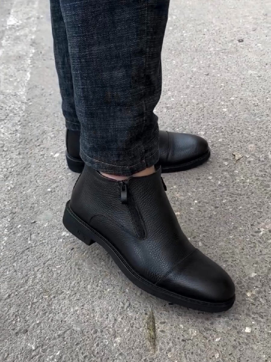 Men's Wool Lined Double Zipper Ankle Boots