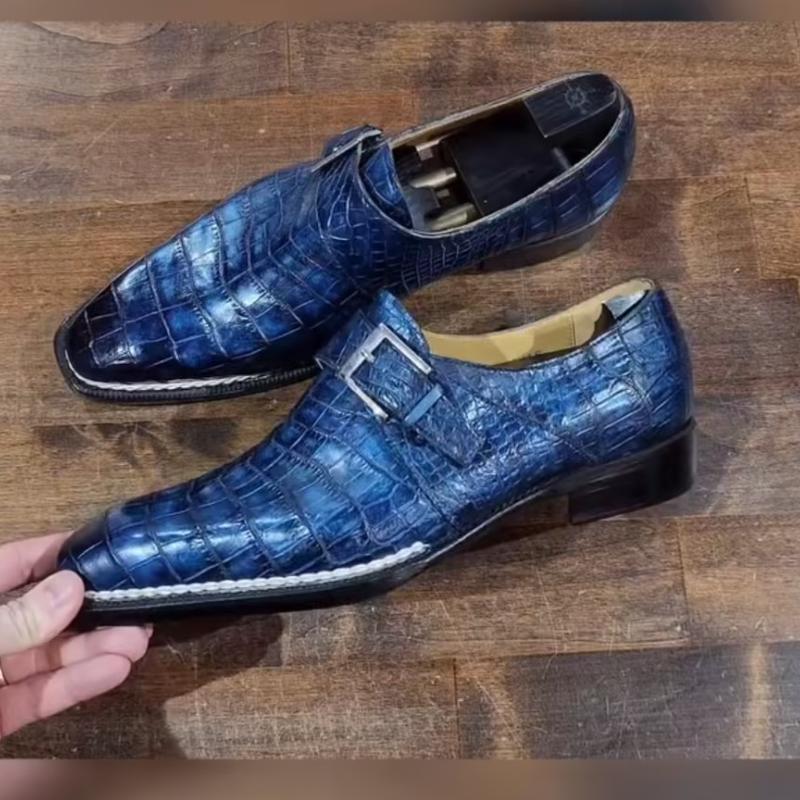 Luxury Handmade Crocodile Leather Formal Monk