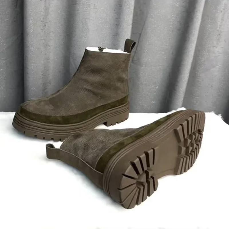 Winter Lined Wool Side Zipper Ankle Boots