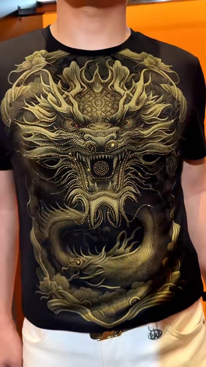 Raptors printed hot diamond trendy short-sleeved T-shirt Raptors printed hot diamond