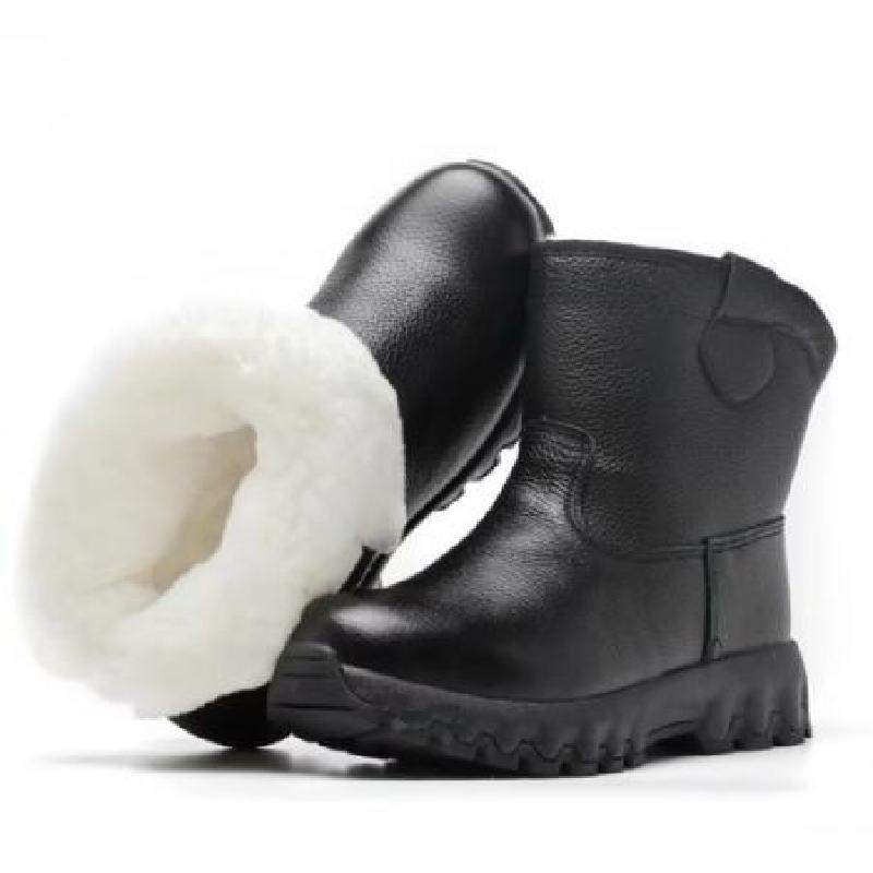 Winter Wool Leather Ankle Boots