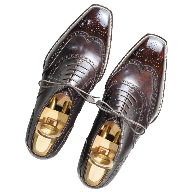 Italian Handmade Luxury Sculpted Leather Oxfords - Brown