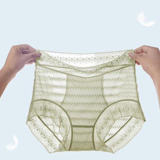 Women's lace seamless mid-waist summer 7A antibacterial mulberry silk underwear